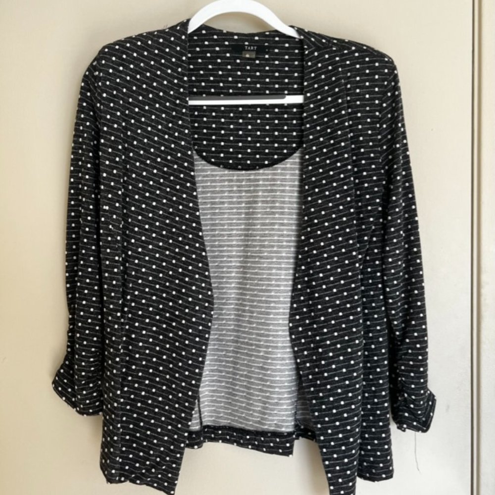 NWOT- grey and white polka dot blazer